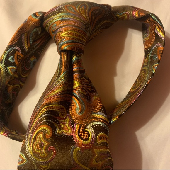 Steven Land The Big Knot Necktie in Multi-Color Floral Pattern and Handkerchief